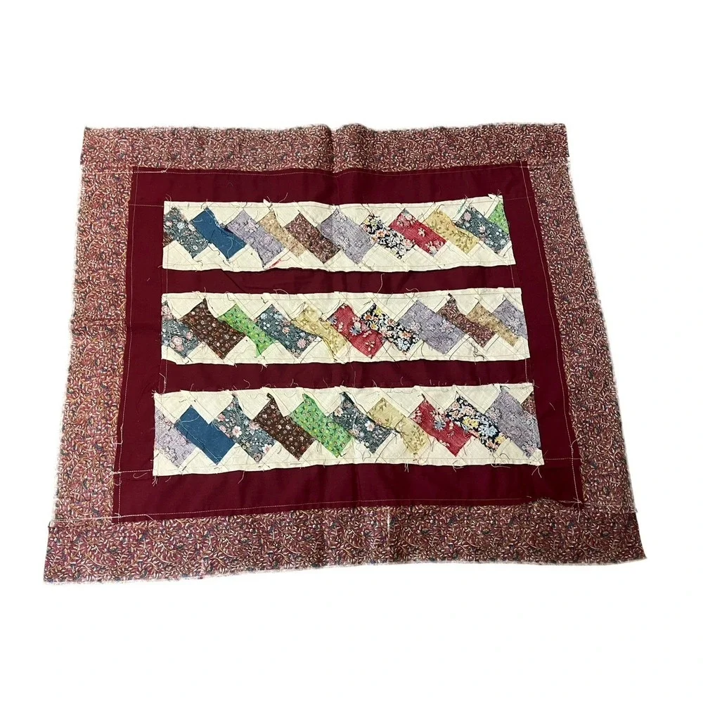 Vintage Quilting Embroidered Quilt Table Square Unfinished Topper Cutter 26